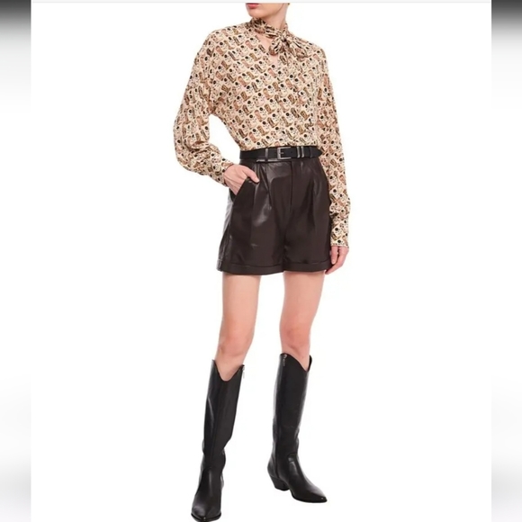 Sandro Tops - Sandro West Bow Cowboy Boots Printed Blouse